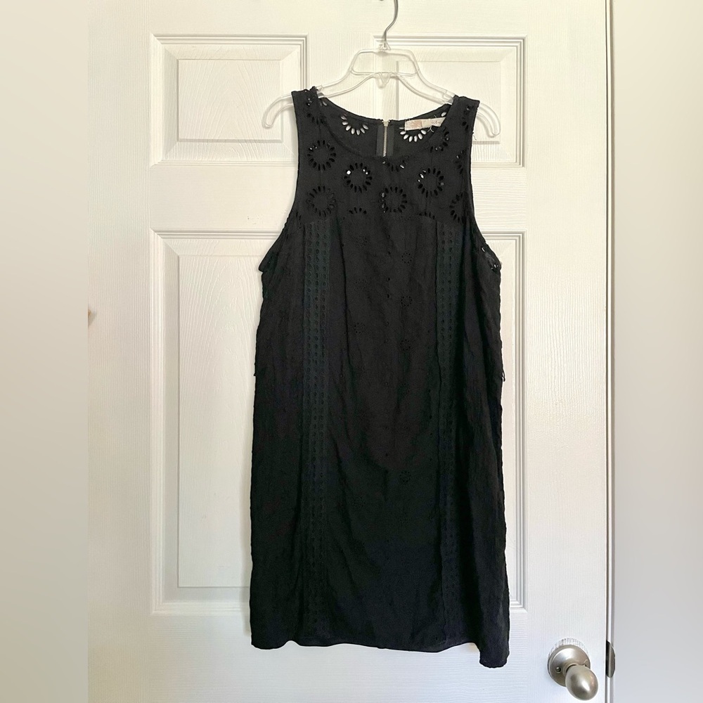 Rewind Black Eyelet Sleeveless Mini Dress Chic size Large